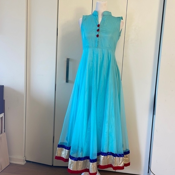 Vintage Americana Hand Sewn Blue A line dress